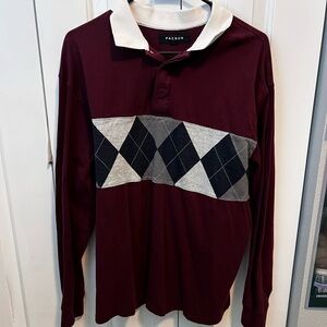 Pacsun Collared Burgundy Sweatshirt (Small)